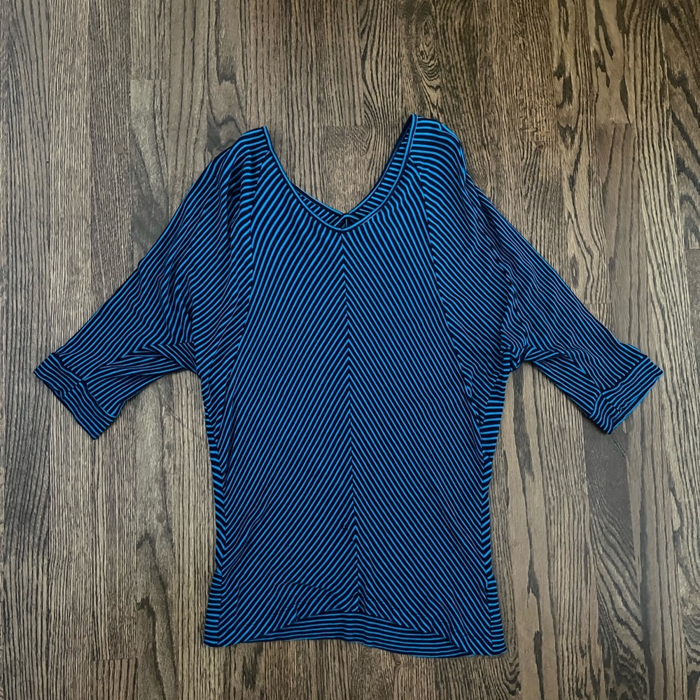 Blue and Black Striped Top